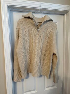 A New Day Oversized Chunky Cableknit Normcore Cozycore Half Zip Sweater medium